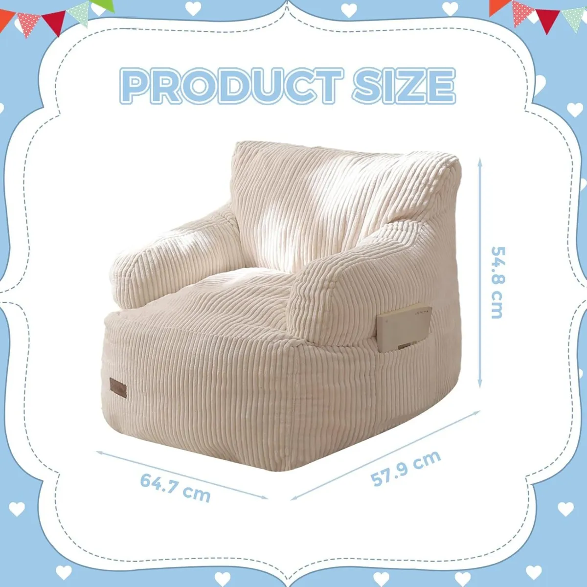 Kids Bean Bag Chair Stuffed Toddler Sofa - Image 2