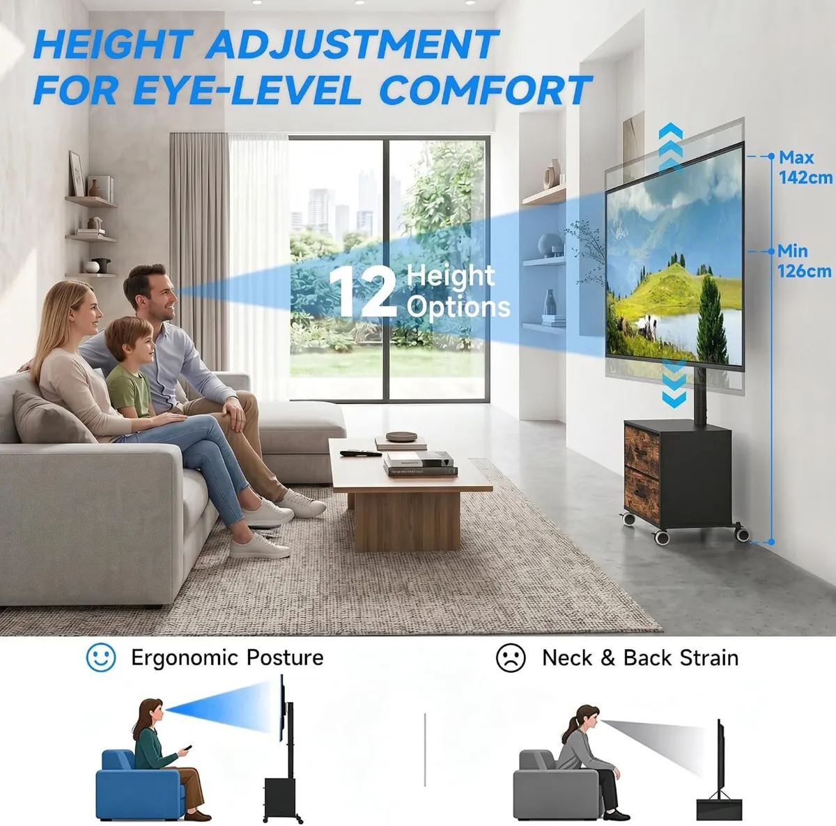 TV Stand on Wheels for 32-60 Inch LED - Image 4
