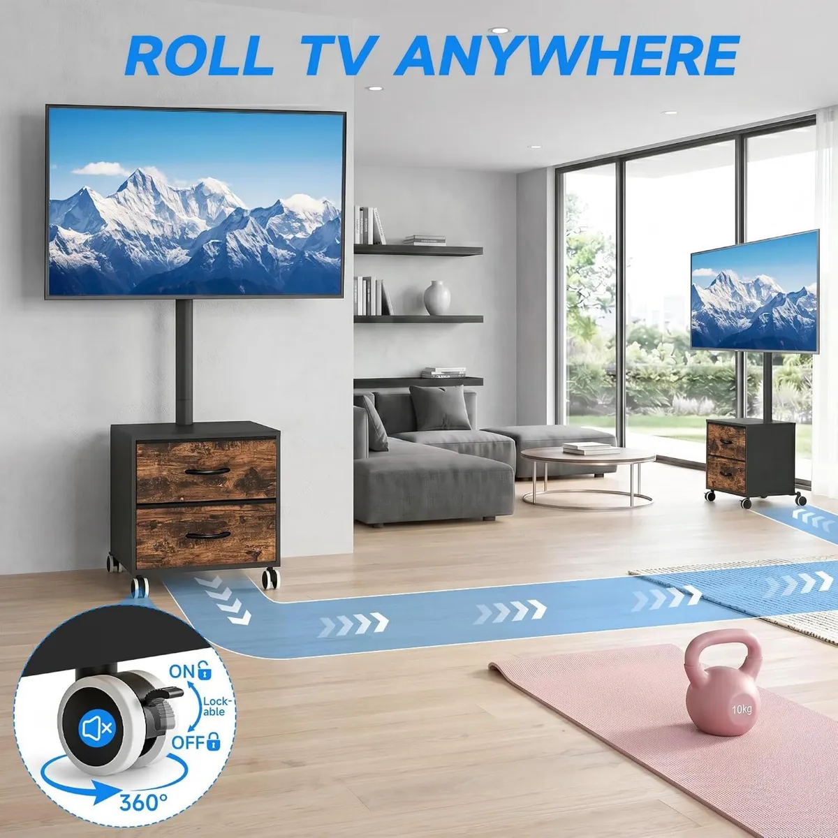 TV Stand on Wheels for 32-60 Inch LED - Image 3