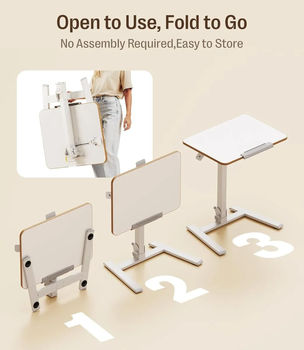 Fit Go Overbed Table with Wheels Foldable Height - Image 4