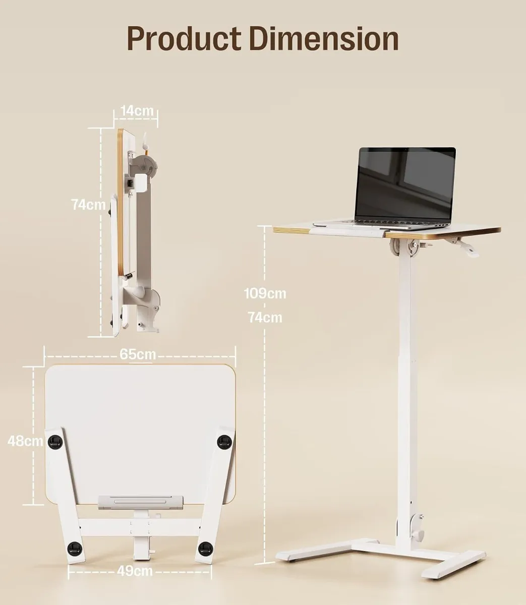 Fit Go Overbed Table with Wheels Foldable Height - Image 2