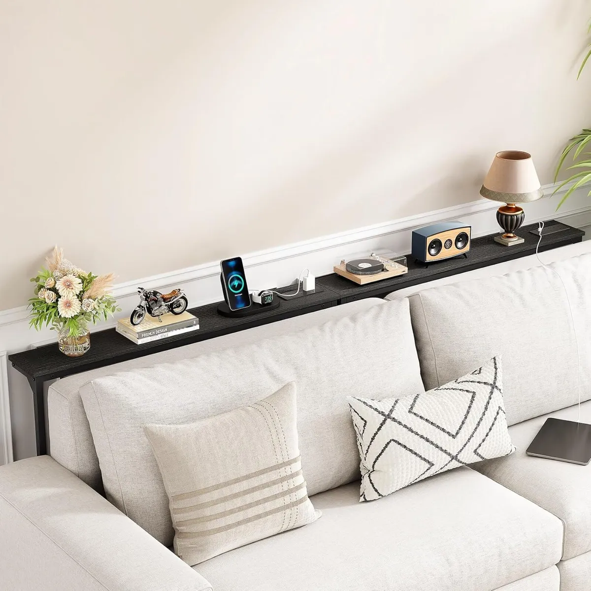Narrow Sofa Table with Charging Station 200CM - Image 2