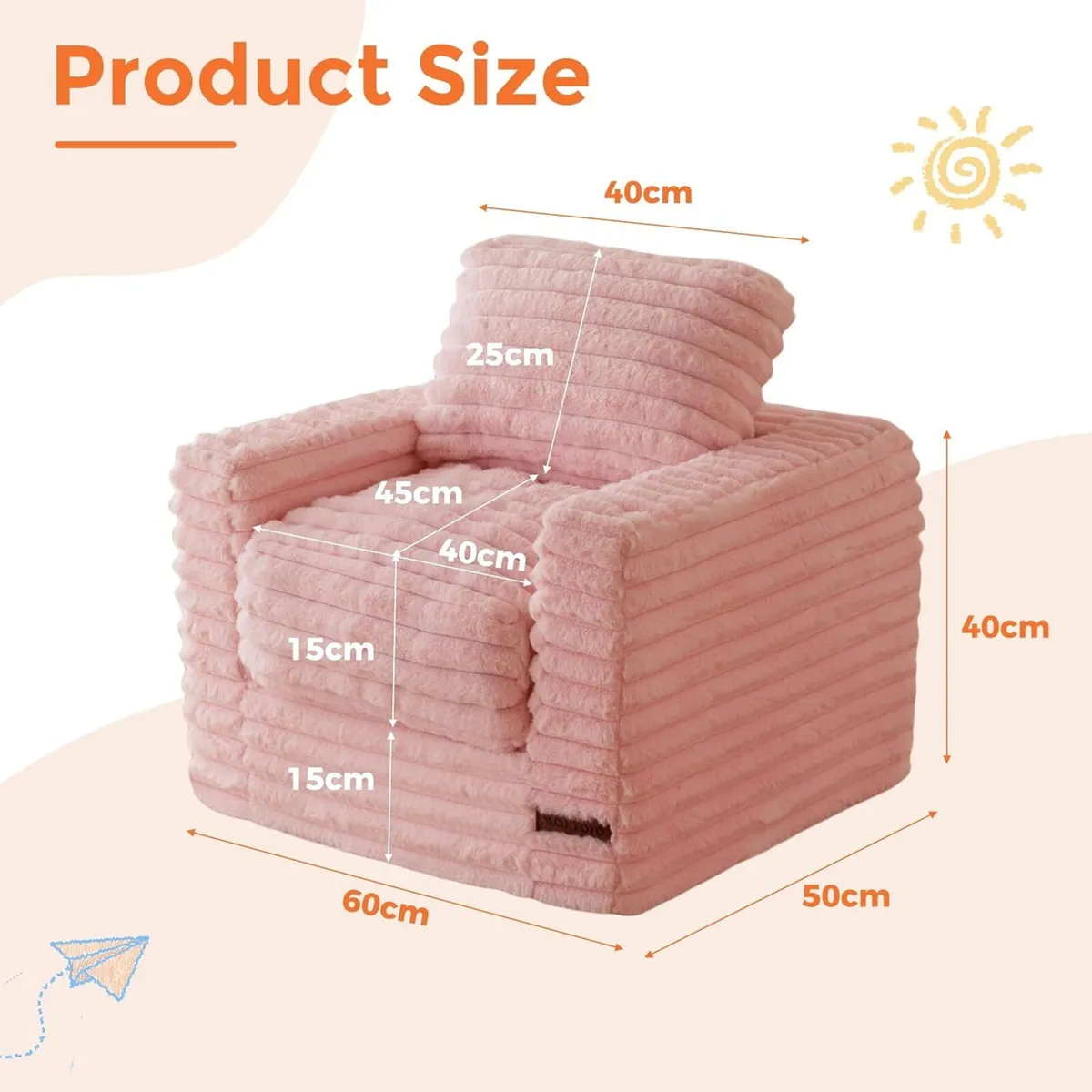 Kids Bean Bag Chair Comfy Faux Fur Sofa - Image 2