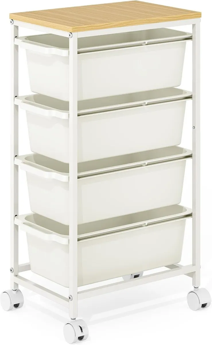 4 Drawers Storage Trolley on Wheels Plastic Craft - Image 1