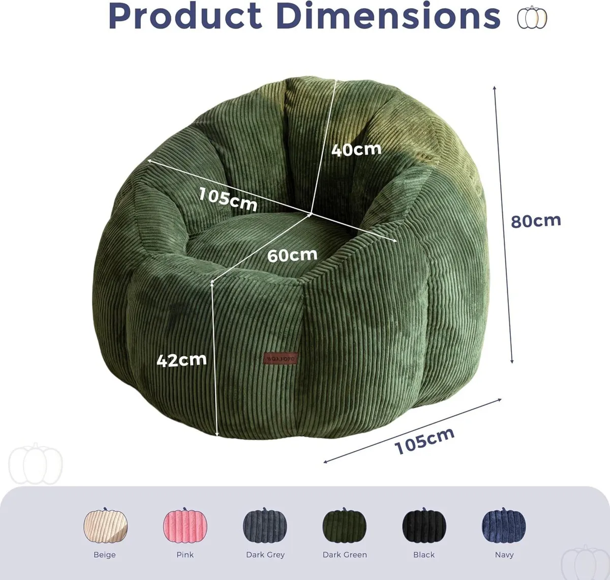 Bean Bag Chair Pumpkin Shaped Sofa Includes - Image 2