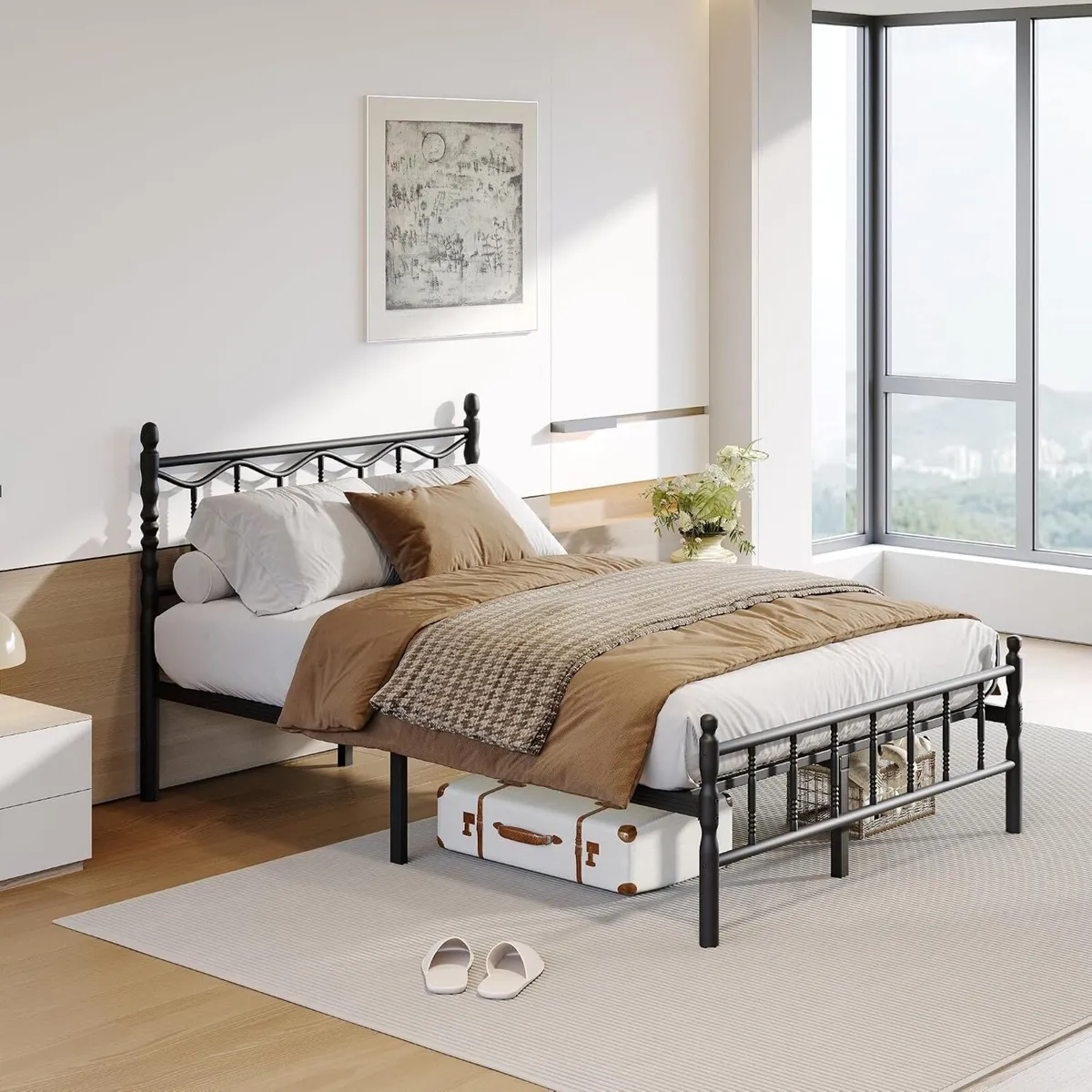 Metal Bed Frame Modern Style with Headboard - Image 1