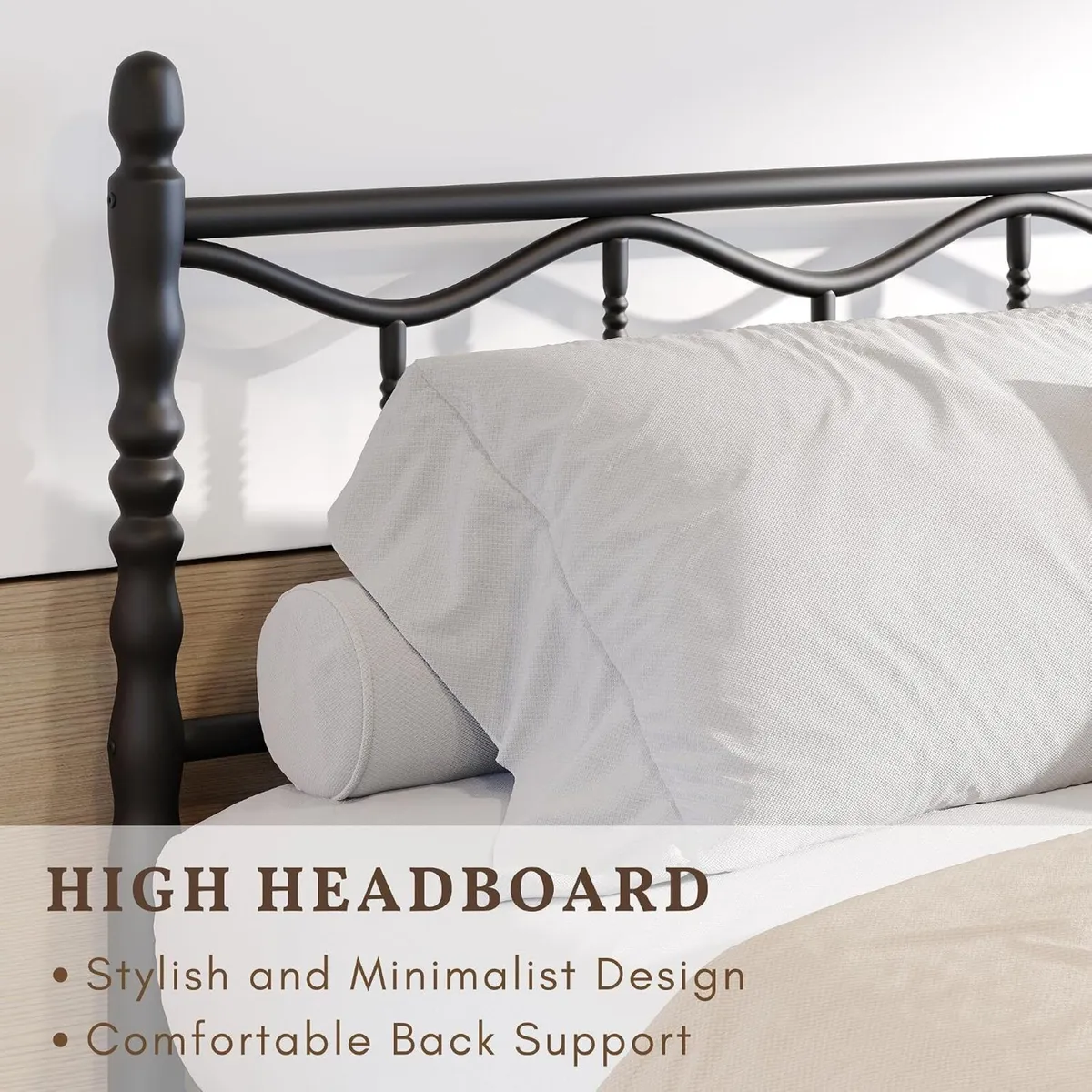 Metal Bed Frame Modern Style with Headboard - Image 4
