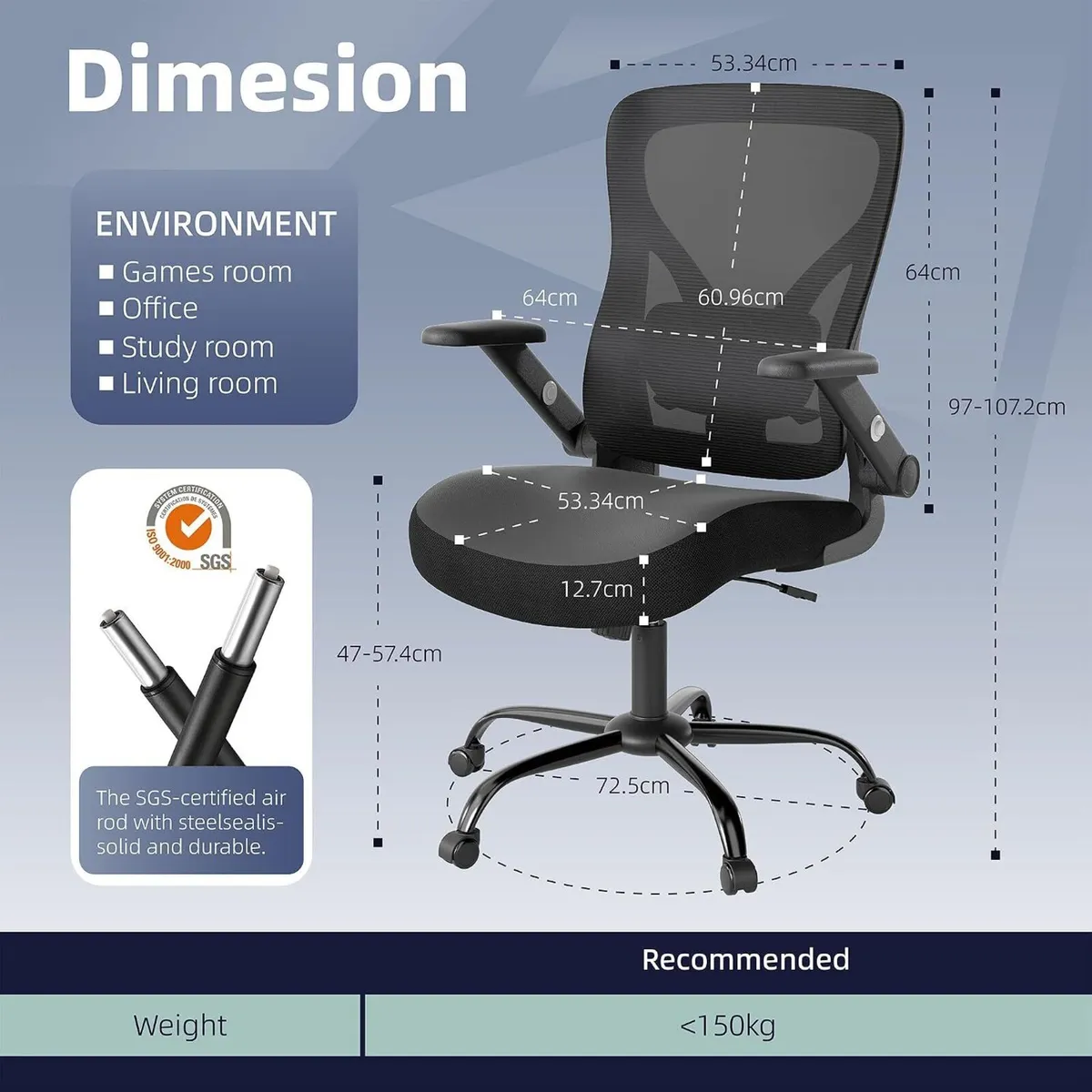 Home Office Chair Ergonomic Mesh Desk - Image 3