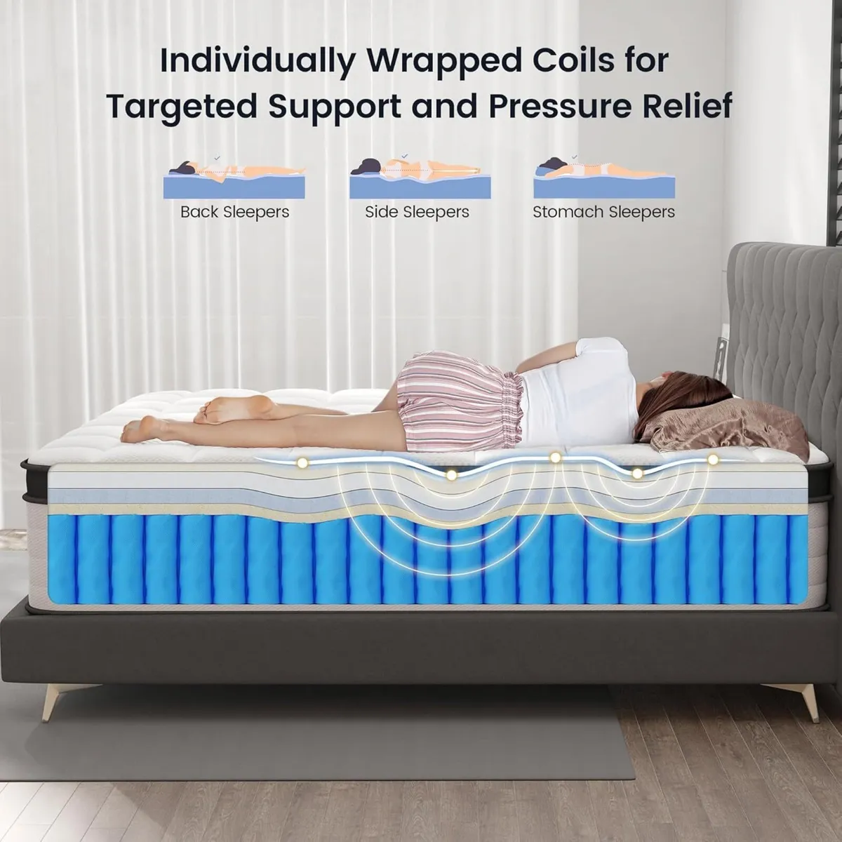 Mattress 25CM Pocket Sprung Memory Foam Hybrid Bed - Image 3