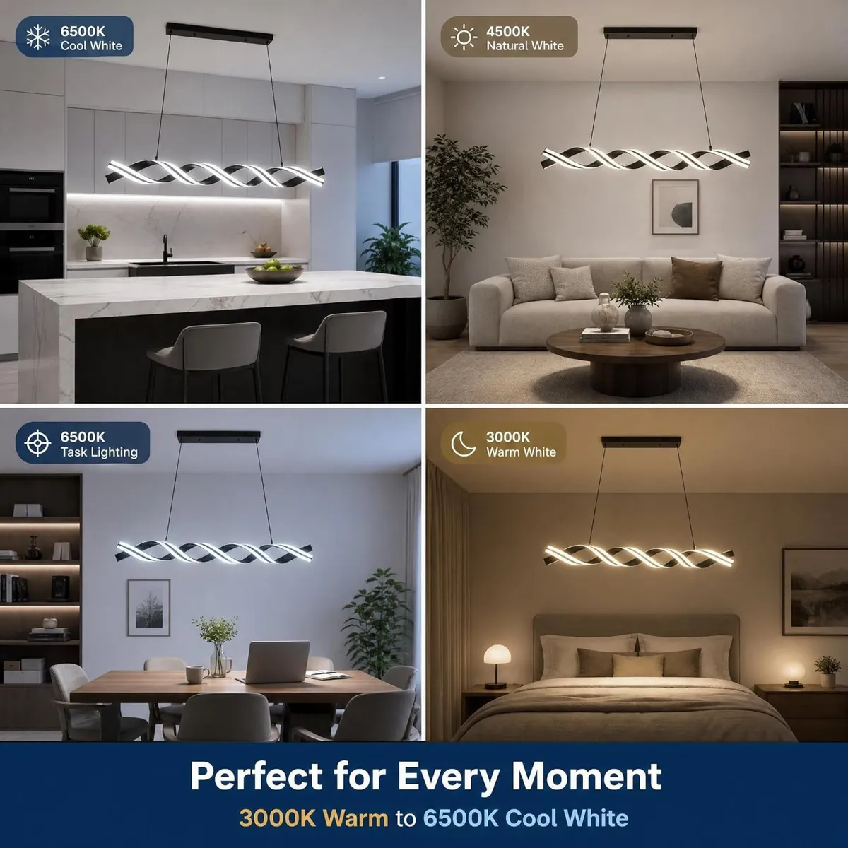 115CM Smart LED Modern Chandelier 50W Dimmable - Image 2