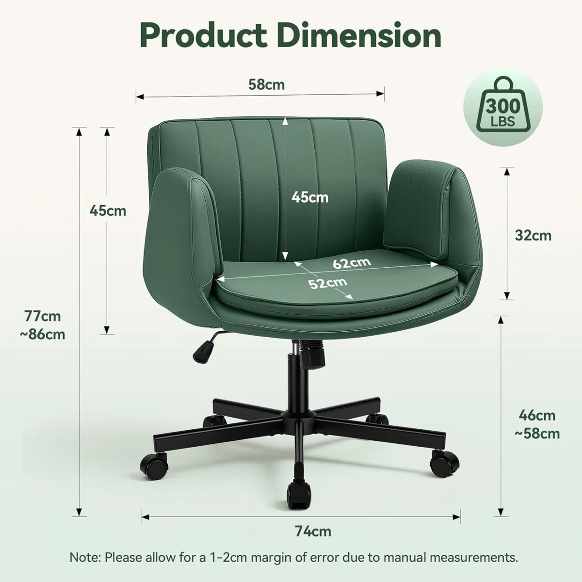 Criss Cross Legged Office Chair Vanity Swivel Desk - Image 3