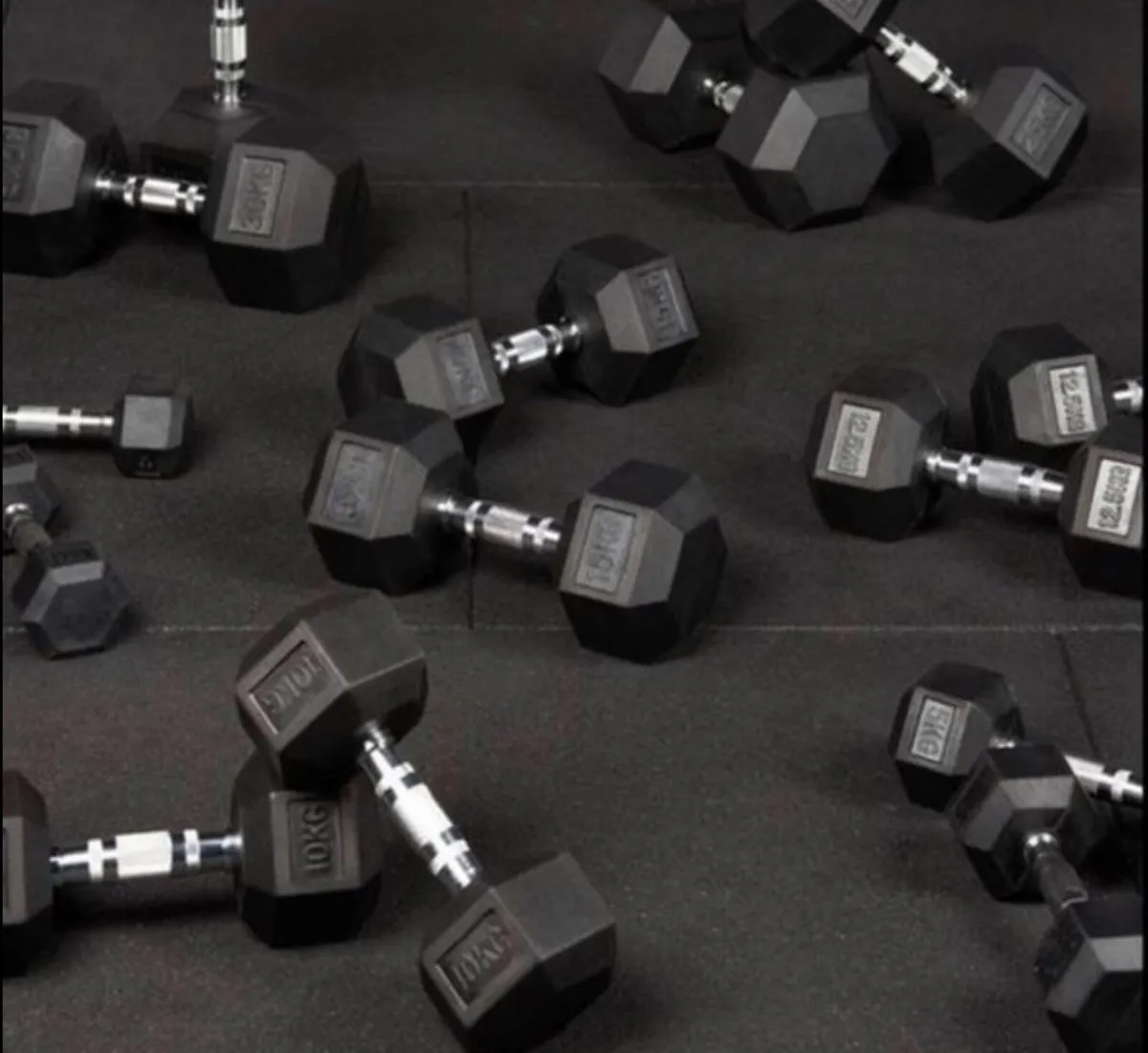 Hex Dumbbells 2.5kg - 25kg + storage rack (new) - Image 2