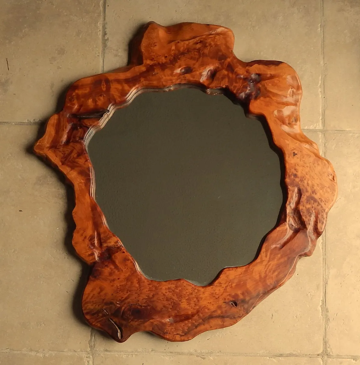 Large Vintage Ornate Wood Framed Wall Mirror - Image 1