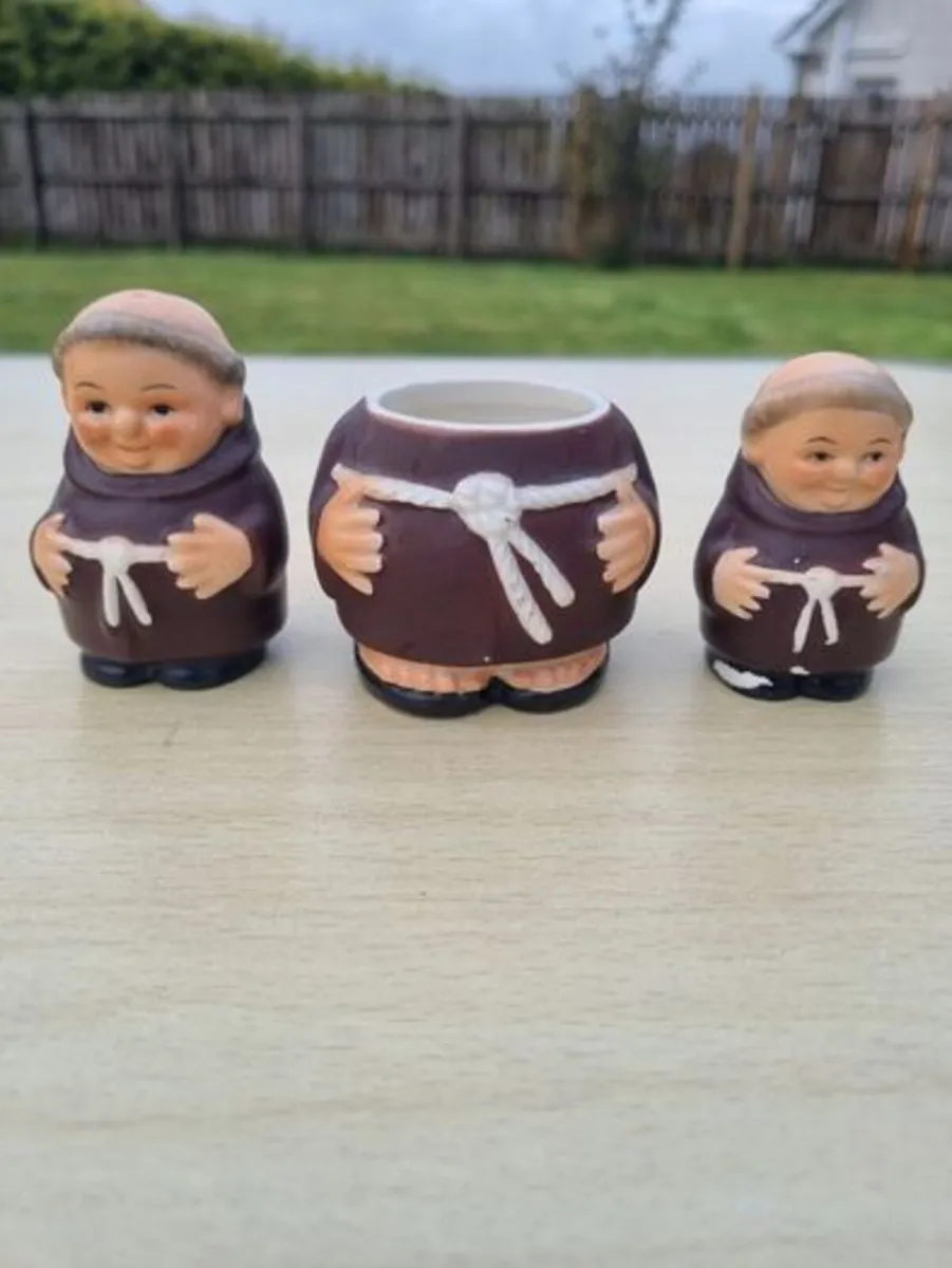 Vintage W. Germany Goebel Friar Tuck Monk 3 Piece - Image 1