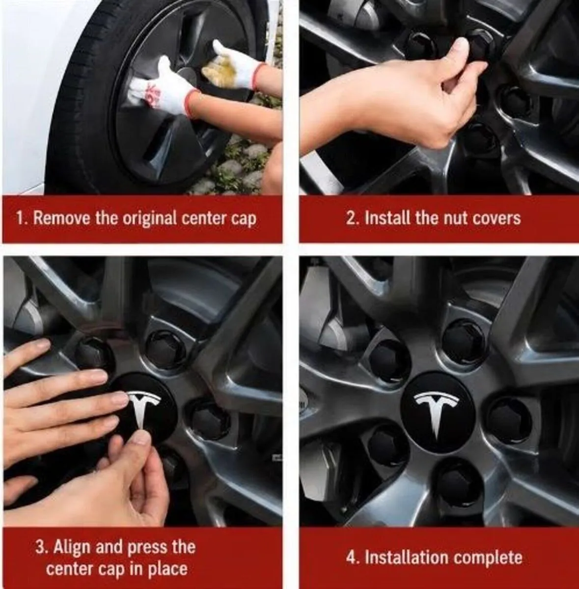Tesla centre caps + nut covers (FREE POST) - Image 3