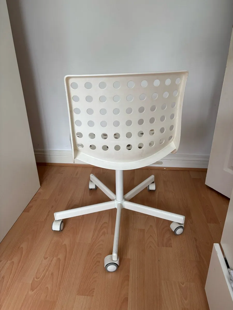 White Swivel Desk Chair - Image 2