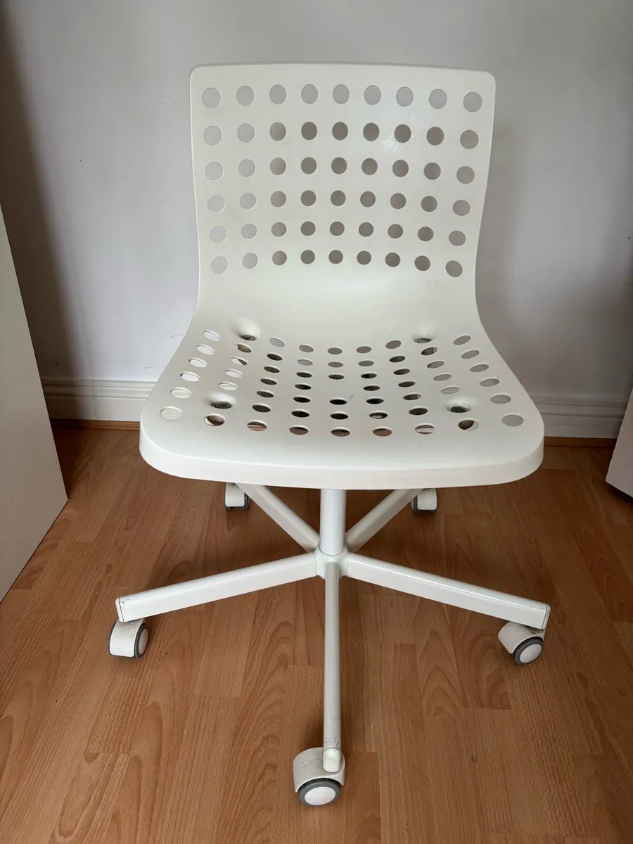 White Swivel Desk Chair - Image 4