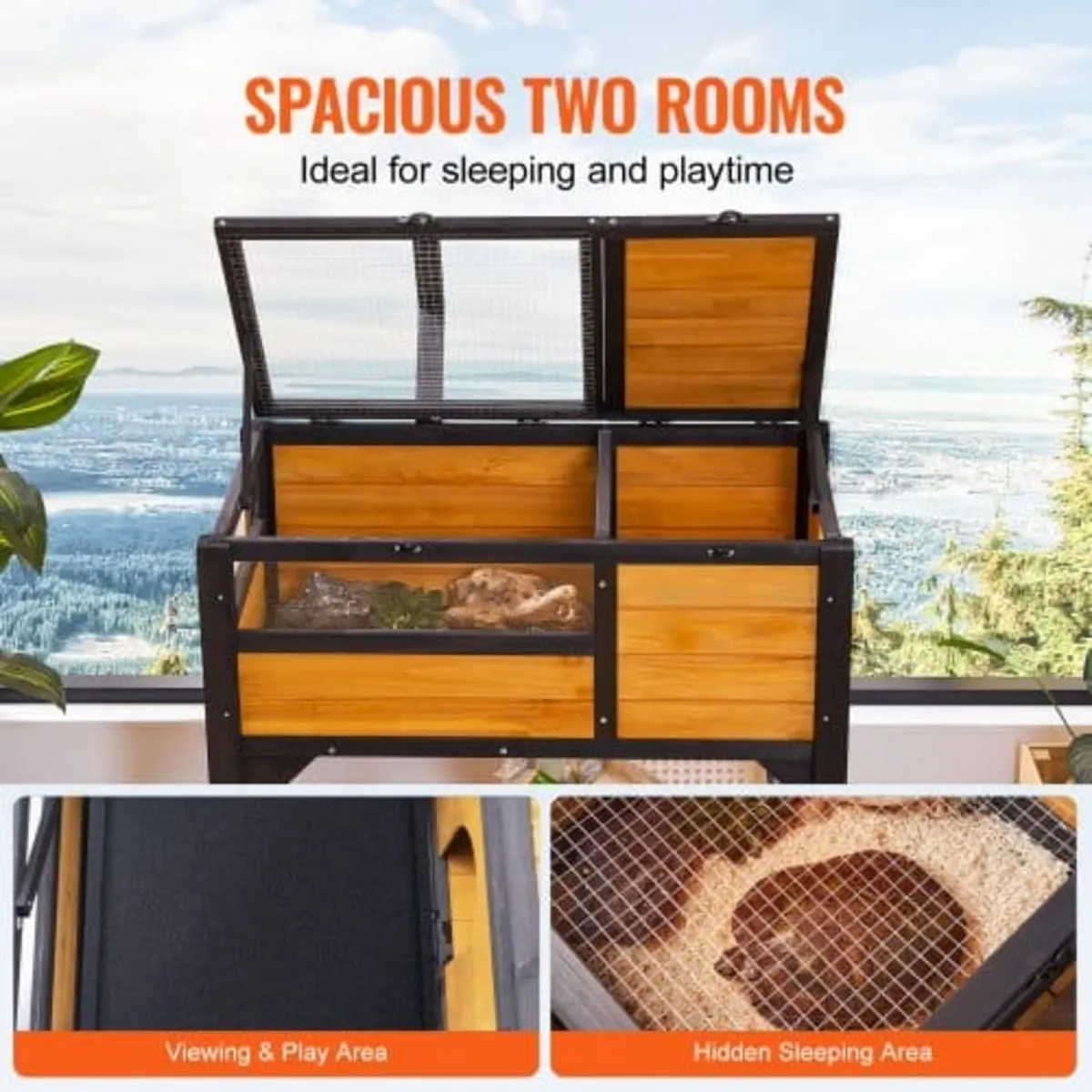 Tortoise Habitat, Wooden Tortoise House Indoor & O - Image 4