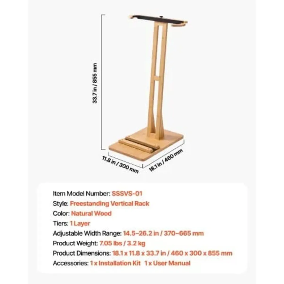 Vertical Surfboard Stand, Wooden Surfboard Rack fo - Image 4