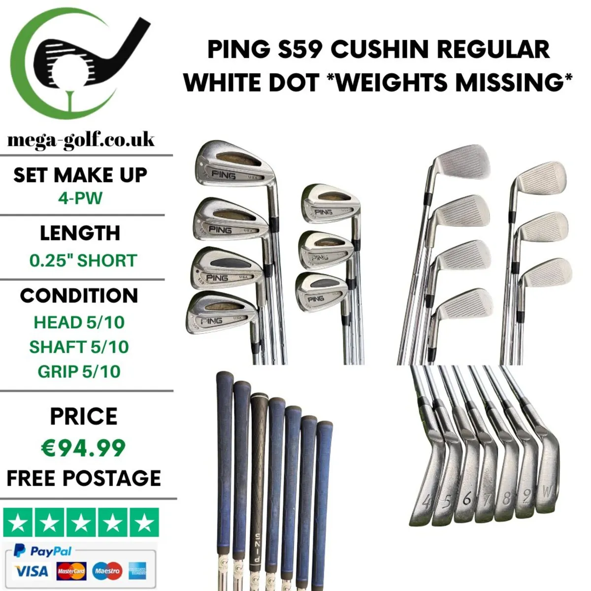 Ping S59 / 4-Pw / Cushin Regular / White Dot - Image 1