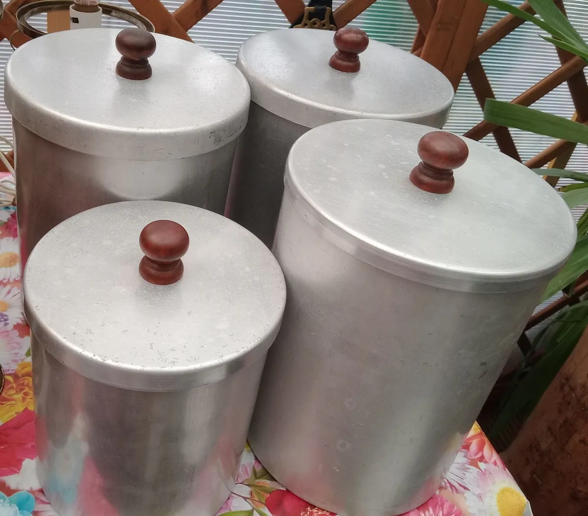 Vintage aluminium kitchen containers