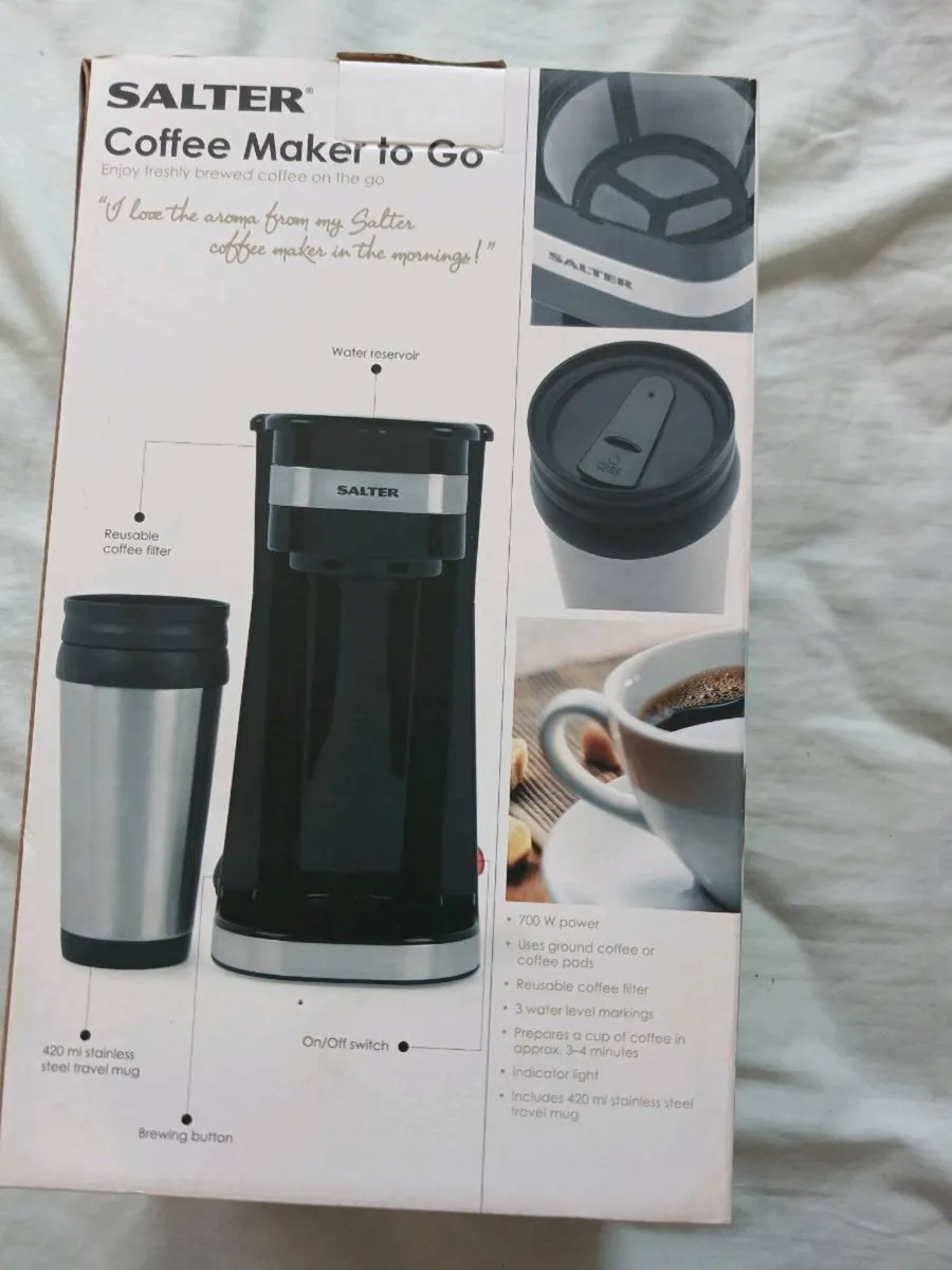 New in box coffee maker and steel travel mug - Image 3