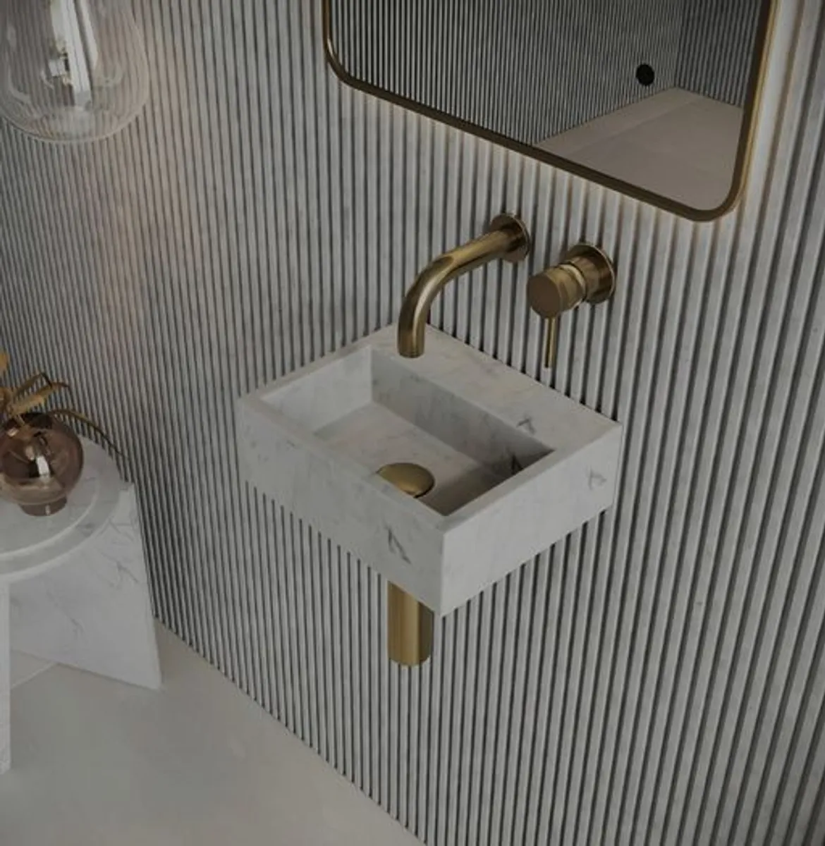 Carrara marble wall mounted sink - Image 1
