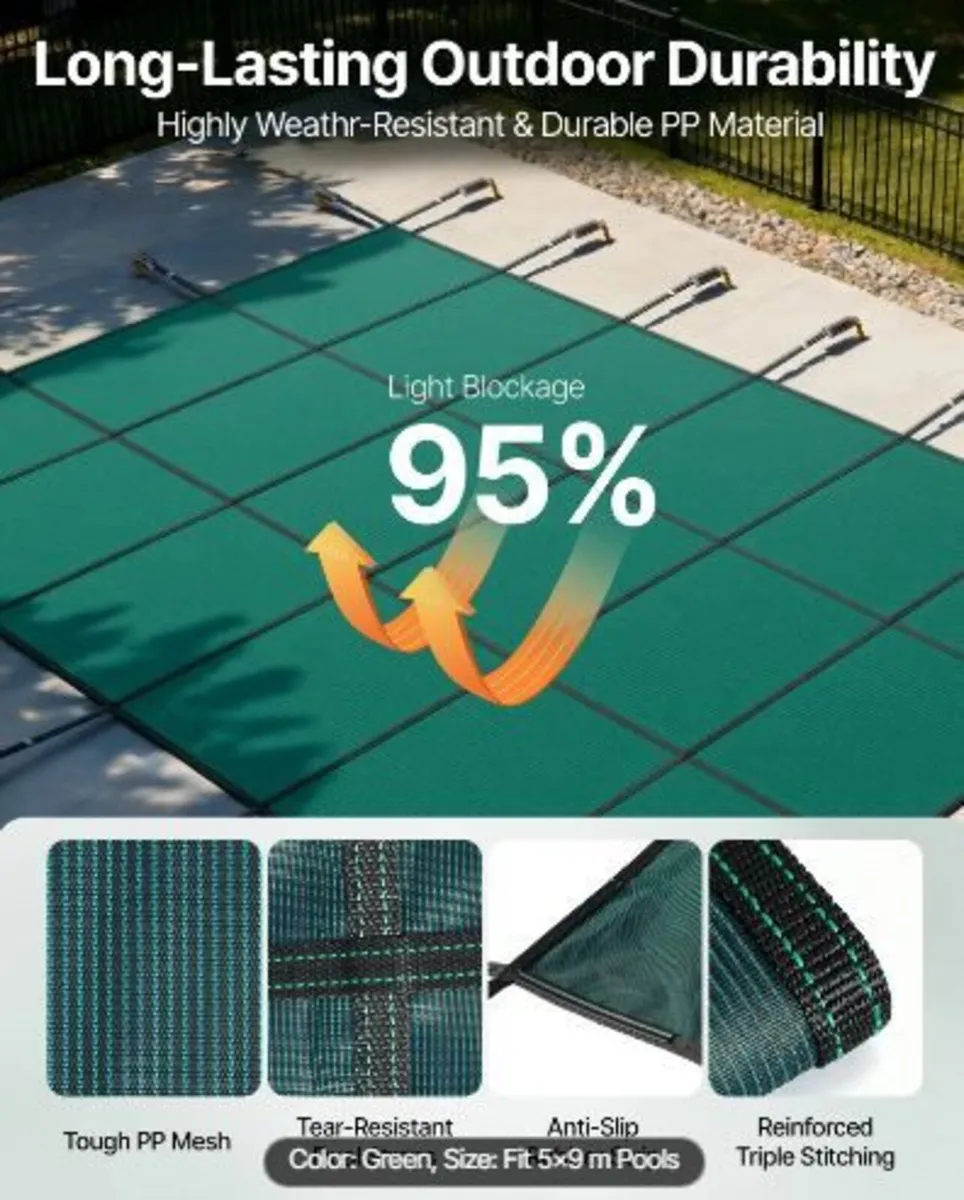 Pool Safety Cover Fits 16x30ft Rectangle - Image 1