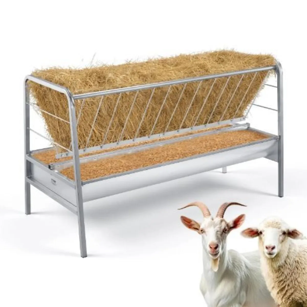 Livestock Hay Feeder, 2 in 1 Grain & Hay Feeder - Image 1