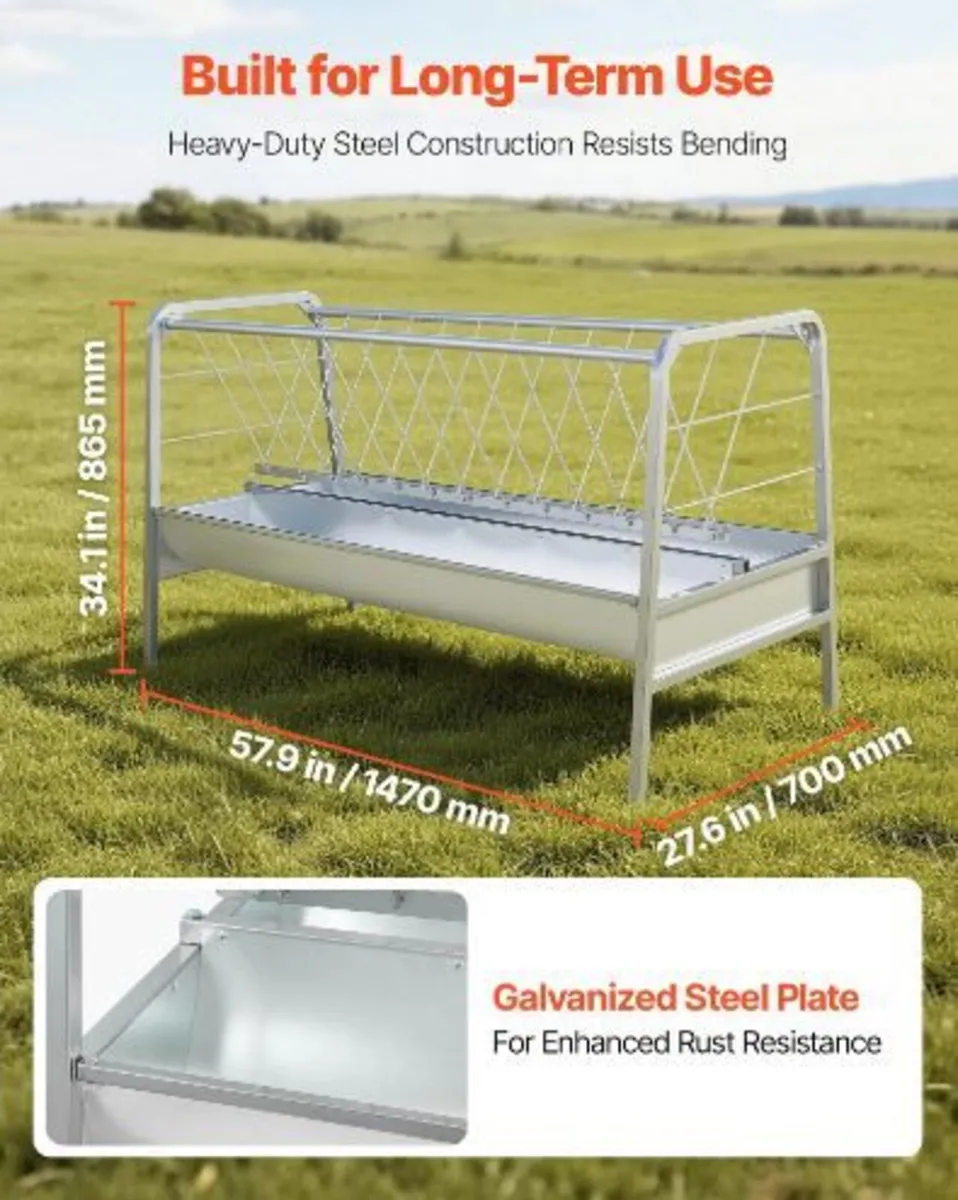 Livestock Hay Feeder, 2 in 1 Grain & Hay Feeder - Image 2