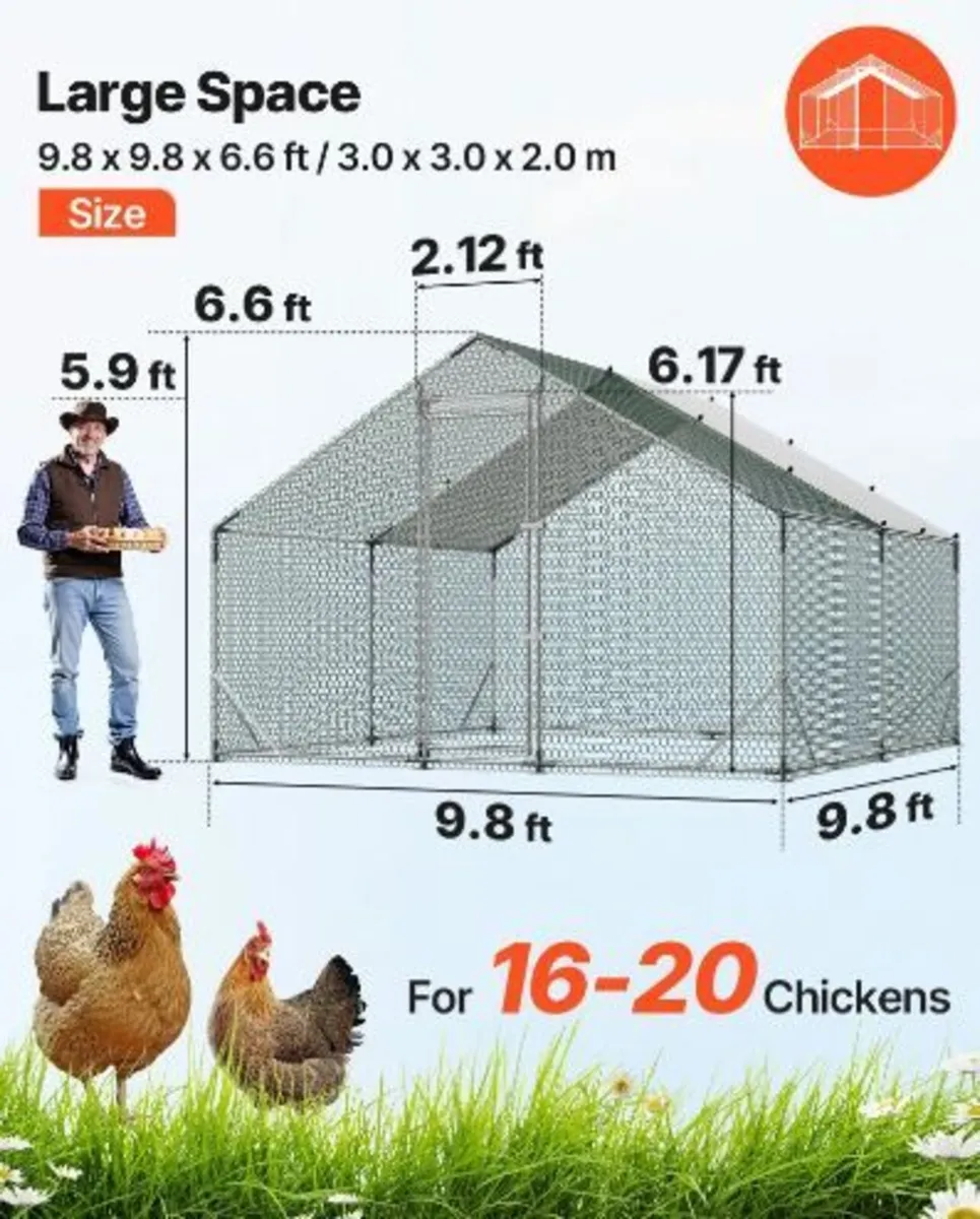 Large Metal Chicken Coop, 3 x 3 x 2 m - Image 3
