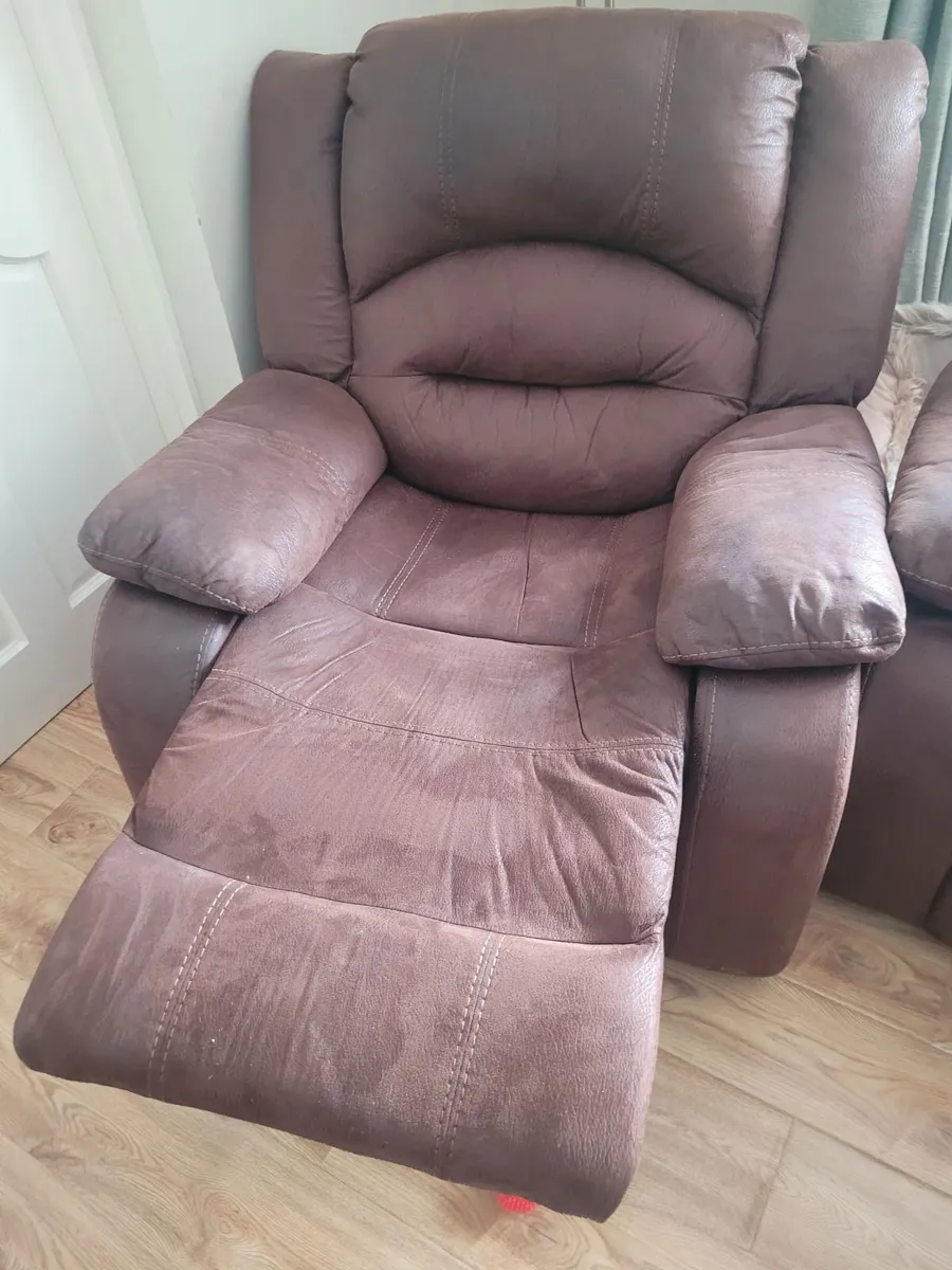 2 Reclining Arm chairs. Plus 3 seater free - Image 1