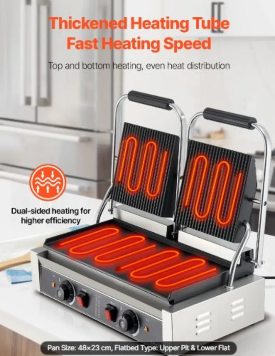 Commercial Panini Grill, 3600W Electric Sandwich - Image 2