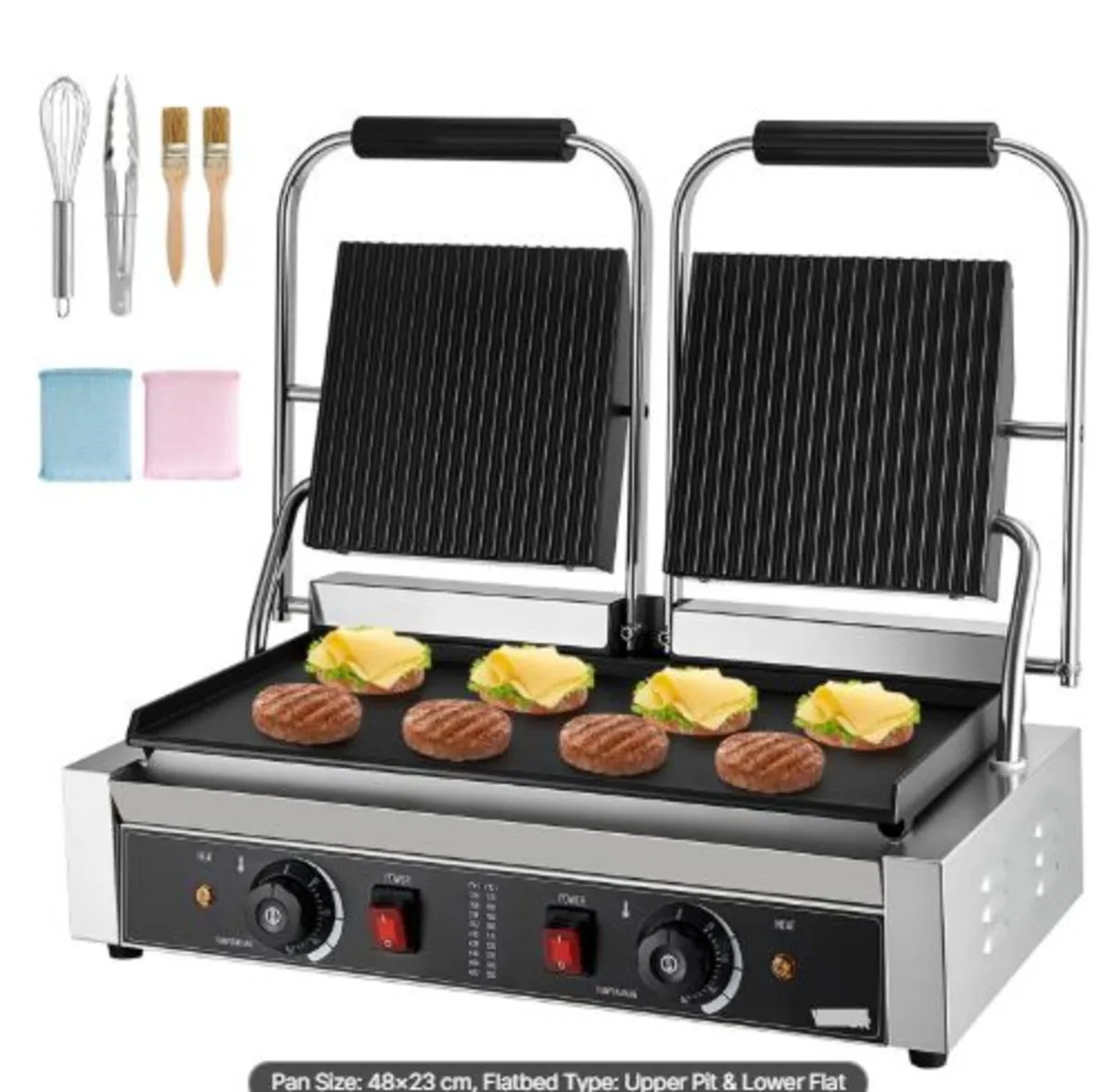 Commercial Panini Grill, 3600W Electric Sandwich - Image 1
