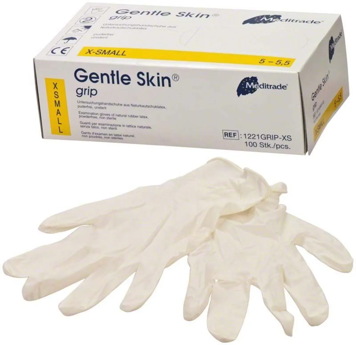 Meditrade PF Latex Gloves 12 Cases: 10 XS, 2 Large - Image 2