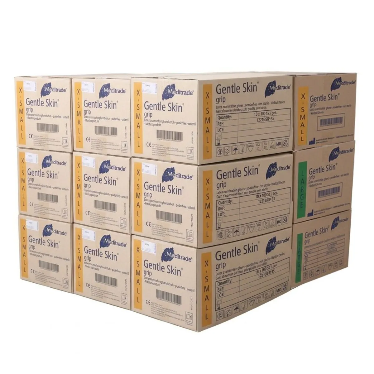 Meditrade PF Latex Gloves 12 Cases: 10 XS, 2 Large - Image 1
