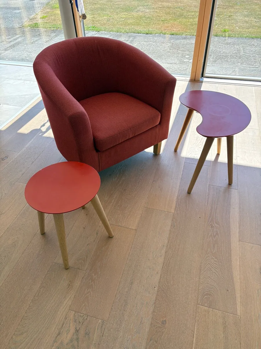 Tub Chair & 2 Modern Side Tables - Image 1