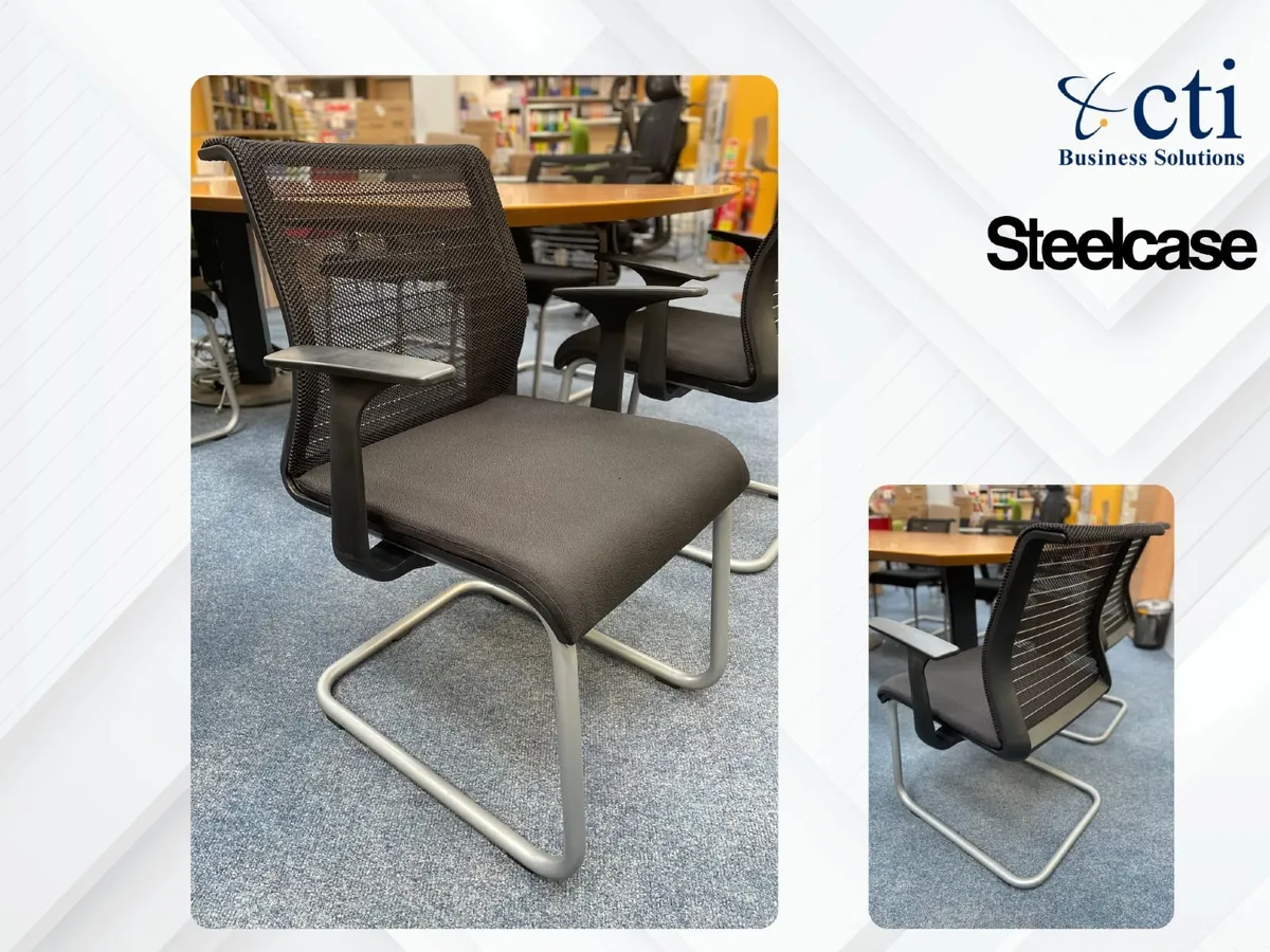 10 x Steelcase Black Meeting Chairs - Grade A - Image 2