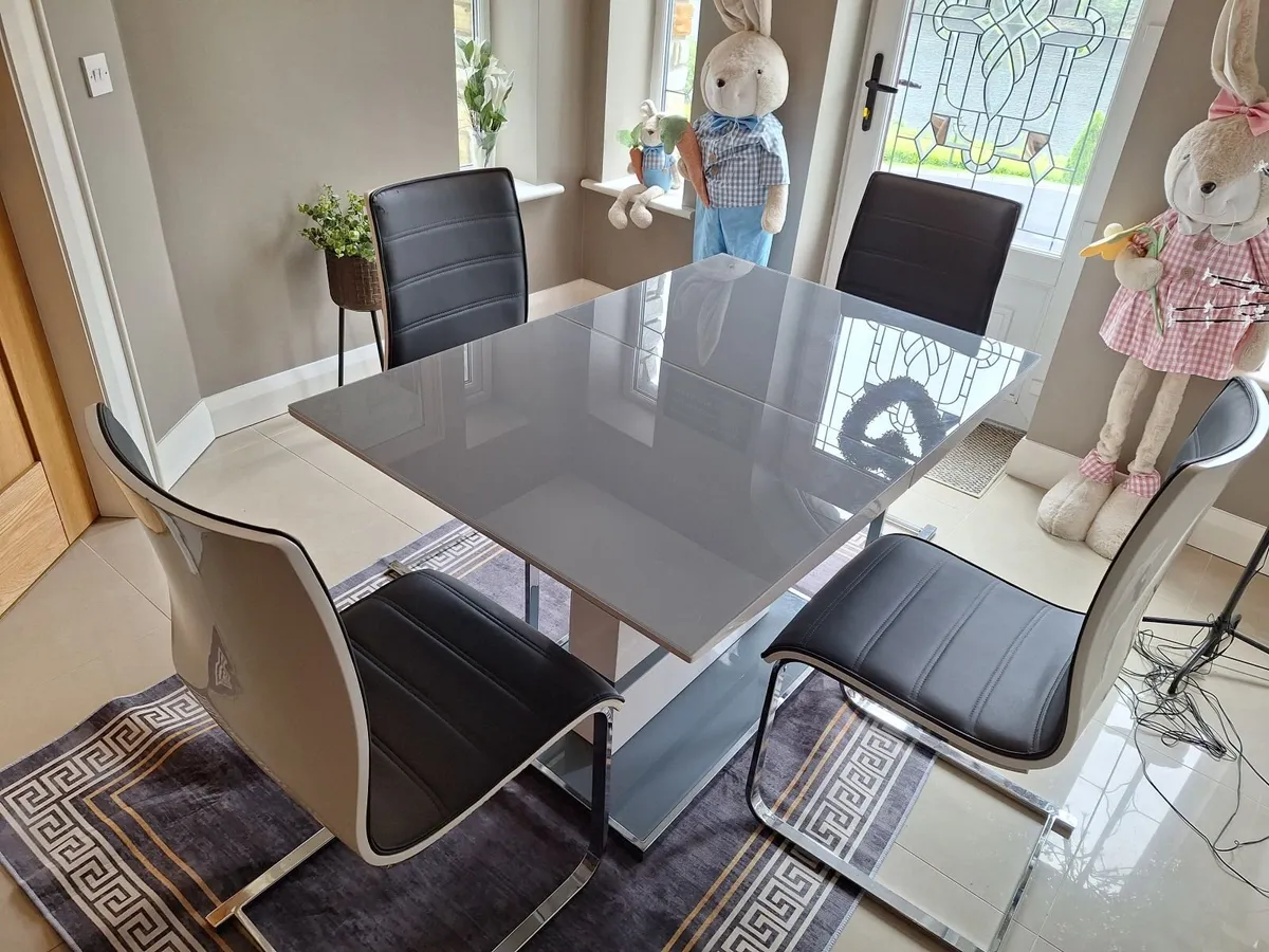 Chantelle grey extendable Dining Table and 4 chair - Image 2