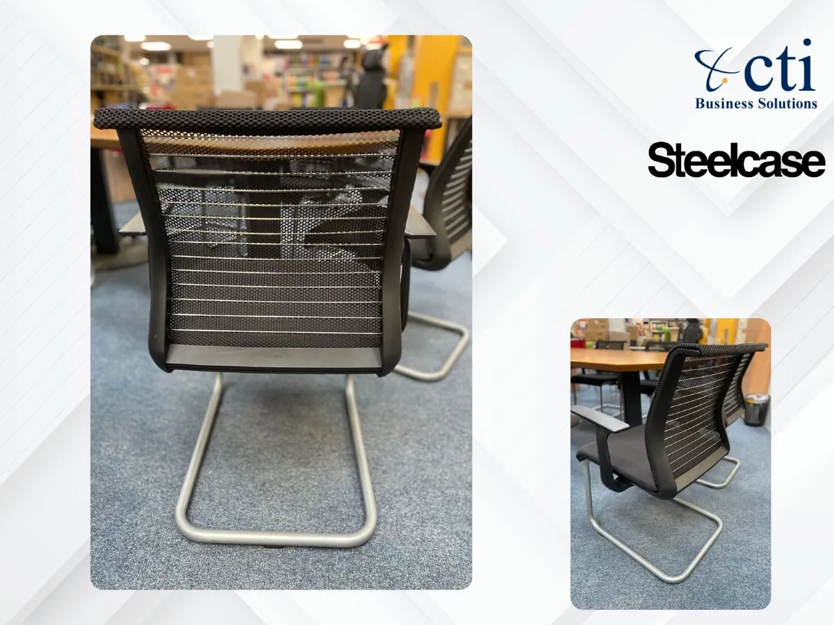 10 x Steelcase Black Meeting Chairs - Grade A - Image 3