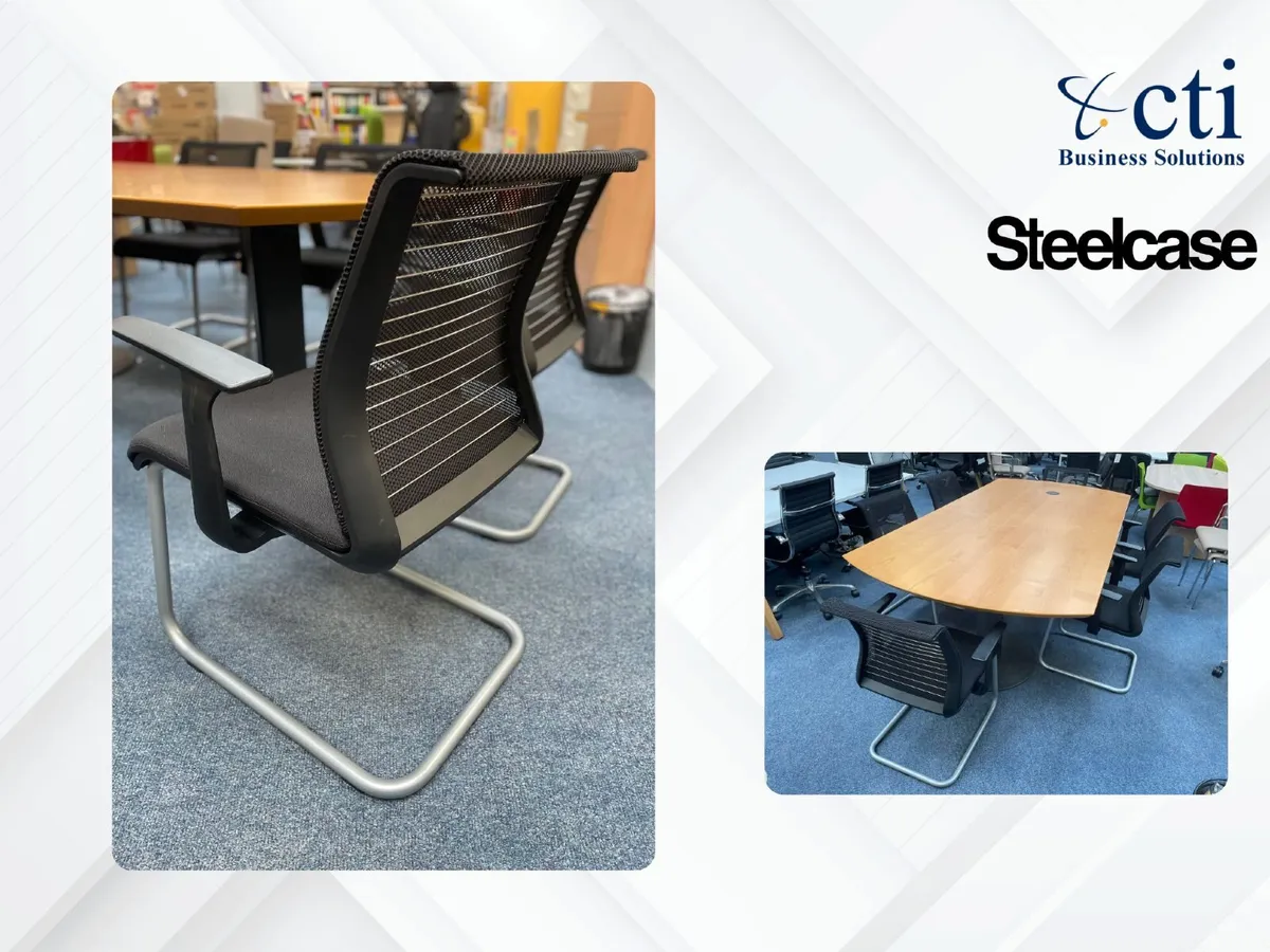 10 x Steelcase Black Meeting Chairs - Grade A - Image 4