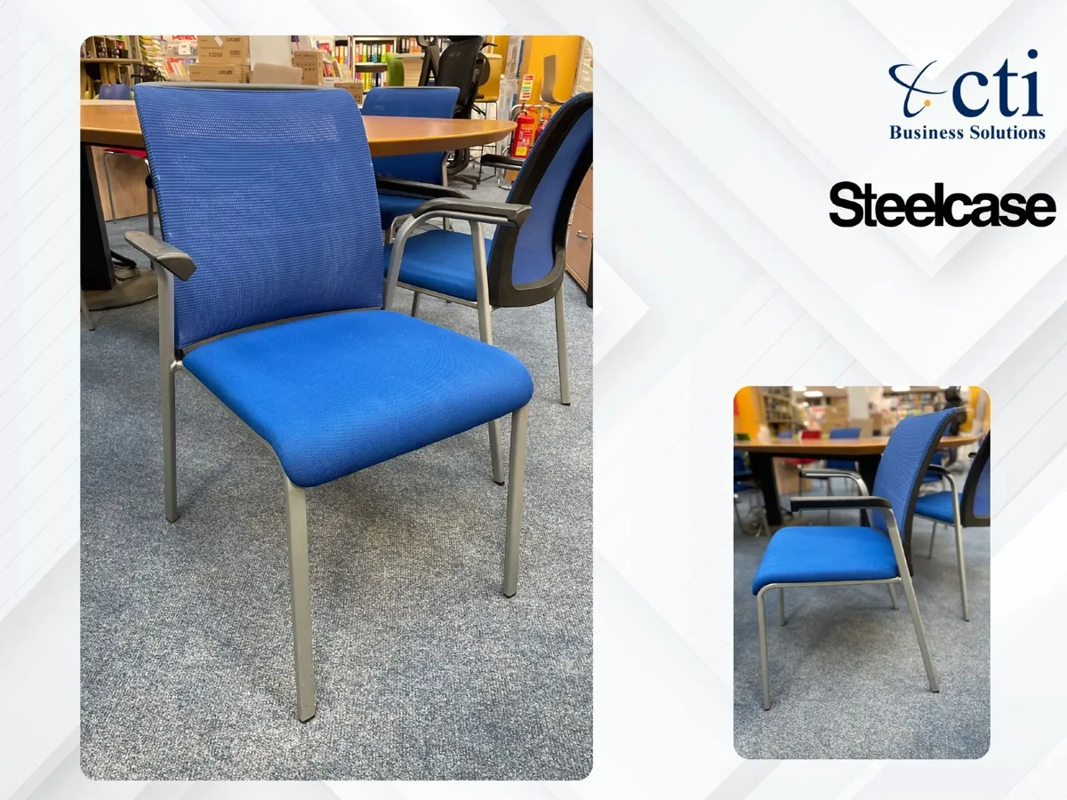7 x Steelcase Blue Meeting Chairs - Image 2