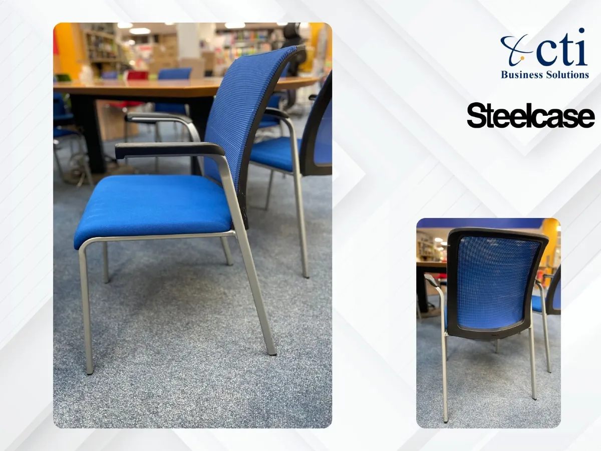 7 x Steelcase Blue Meeting Chairs - Image 3