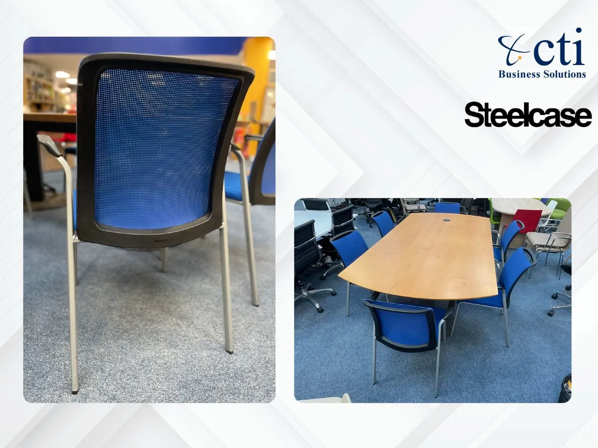 7 x Steelcase Blue Meeting Chairs - Image 4