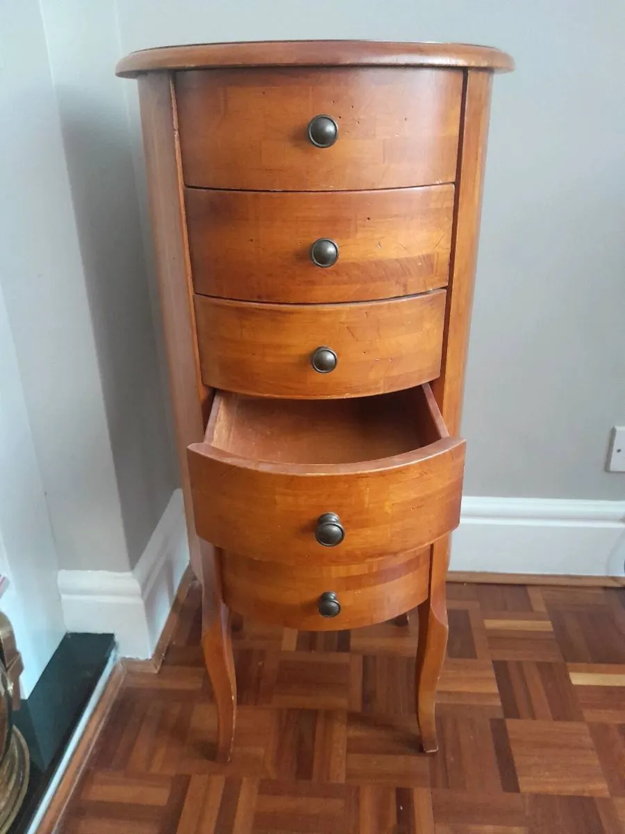 Round 6-Drawer Corner Chest – Solid Wood (Warm Hon - Image 2