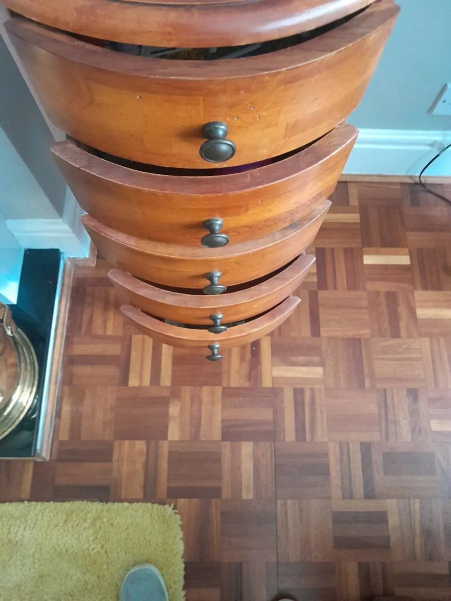 Round 6-Drawer Corner Chest – Solid Wood (Warm Hon - Image 3
