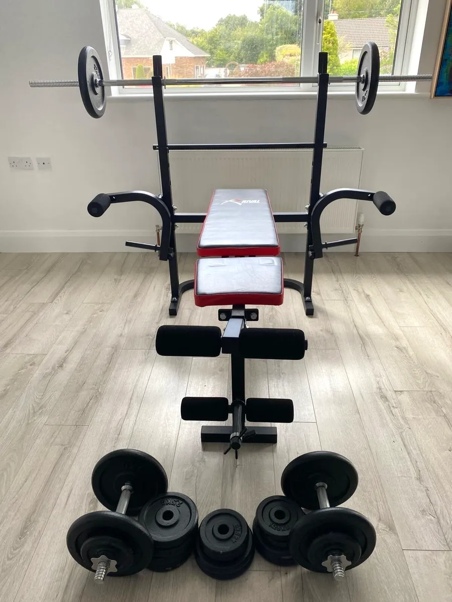 Rival Weight Bench + 50kg Barbell & Dumbbell Set - Image 1
