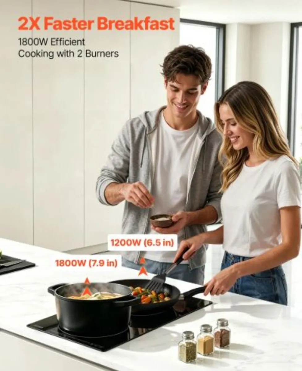 Electric Cooktop 30cm 2 Burners Portable Stove Top - Image 2