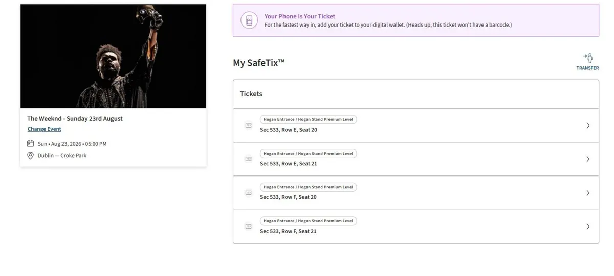 4 x premium tix the weekend in Croke Park Sun 22nd