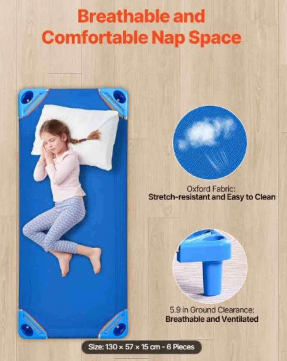 Stackable Kiddie Cot, Pack of 6, Portable Toddler - Image 3